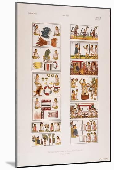 Aztec Scenes from Mexican manuscript known as the Florentine codex, c. 1570-null-Mounted Giclee Print