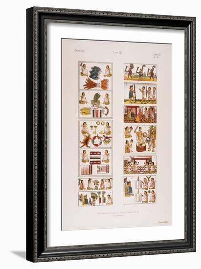 Aztec Scenes from Mexican manuscript known as the Florentine codex, c. 1570-null-Framed Giclee Print