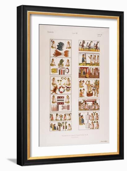 Aztec Scenes from Mexican manuscript known as the Florentine codex, c. 1570-null-Framed Giclee Print