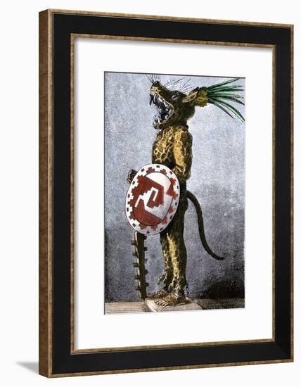 Aztec Tiger Knight in a Costume of Cotton and a Helmet Made of Wood, from a Model in Spain-null-Framed Giclee Print