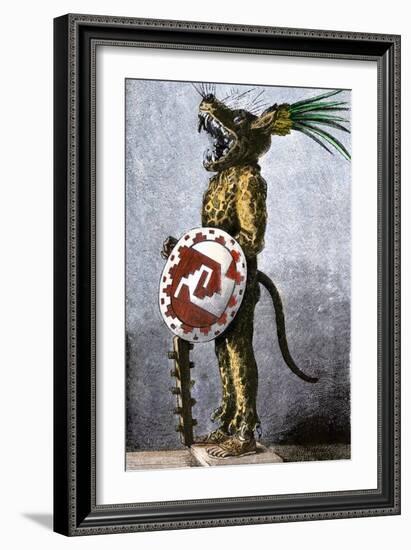 Aztec Tiger Knight in a Costume of Cotton and a Helmet Made of Wood, from a Model in Spain-null-Framed Giclee Print