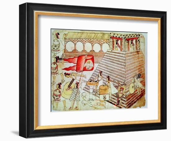 Aztec Warriors Defending the Temple of Tenochtitlan Against Conquistadors, 1519-1521-null-Framed Giclee Print