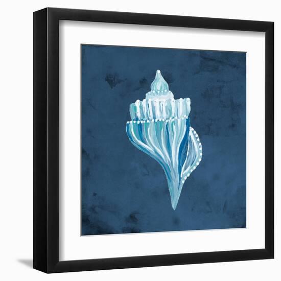 Azul Dotted Seashell on Navy I-Gina Ritter-Framed Art Print