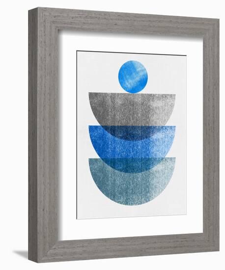 Azure Blue and Gray Half Moons-Eline Isaksen-Framed Art Print