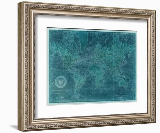 Azure World Map-Vision Studio-Framed Art Print