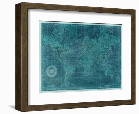 Azure World Map-Vision Studio-Framed Art Print