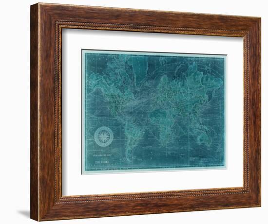 Azure World Map-Vision Studio-Framed Art Print