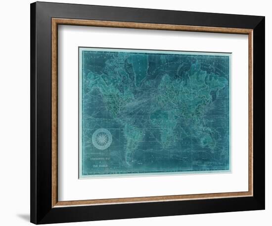 Azure World Map-Vision Studio-Framed Art Print