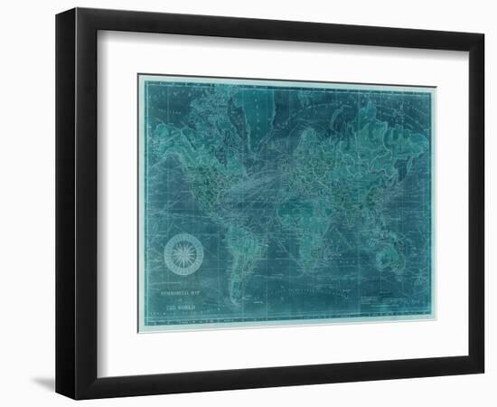 Azure World Map-Vision Studio-Framed Art Print