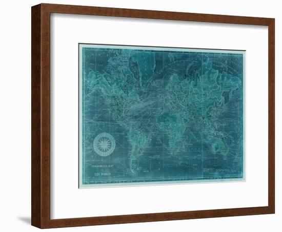 Azure World Map-Vision Studio-Framed Art Print