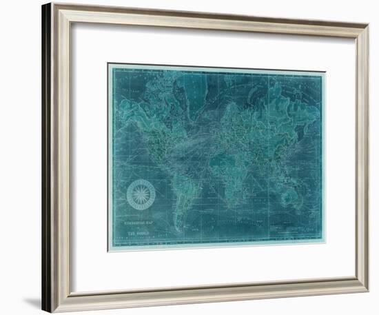 Azure World Map-Vision Studio-Framed Art Print