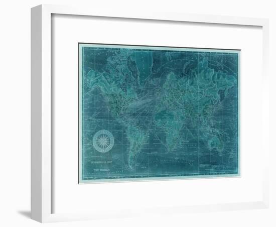 Azure World Map-Vision Studio-Framed Art Print