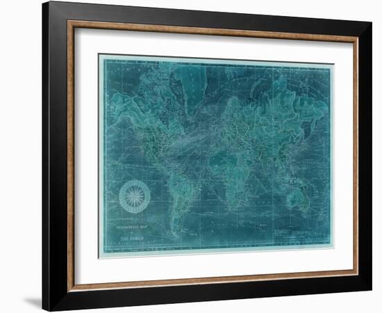 Azure World Map-Vision Studio-Framed Art Print