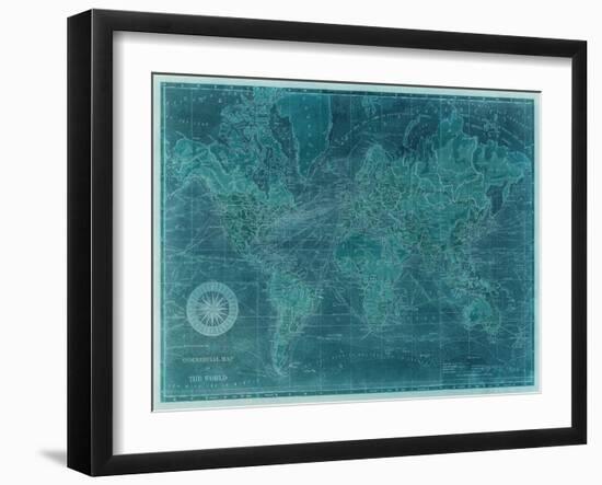 Azure World Map-Vision Studio-Framed Art Print