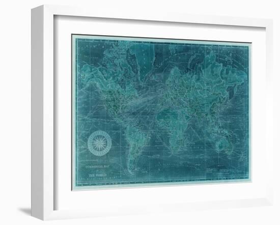 Azure World Map-Vision Studio-Framed Art Print