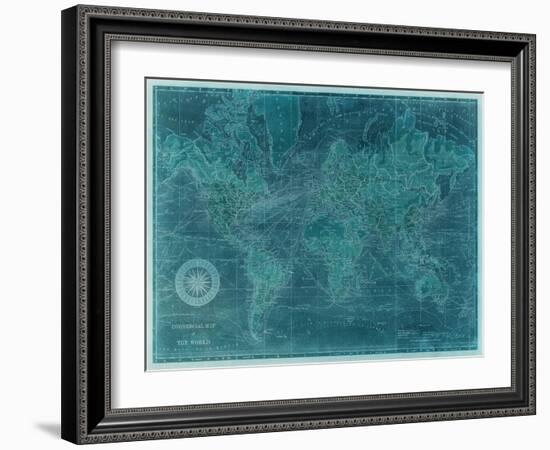 Azure World Map-Vision Studio-Framed Art Print