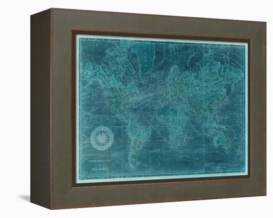 Azure World Map-Vision Studio-Framed Stretched Canvas