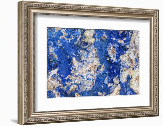 Azurite / Chessylite, soft, deep blue copper mineral-Philippe Clement-Framed Photographic Print