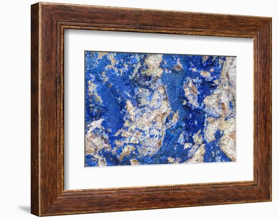 Azurite / Chessylite, soft, deep blue copper mineral-Philippe Clement-Framed Photographic Print