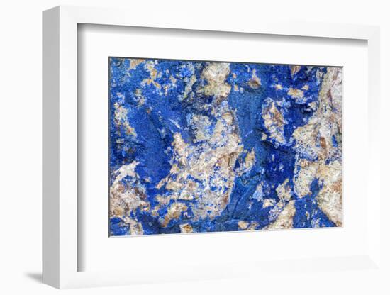 Azurite / Chessylite, soft, deep blue copper mineral-Philippe Clement-Framed Photographic Print