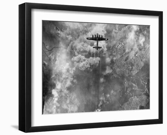 B-17 Bomber During an March 1945 Bombing Raid on Erkner-null-Framed Photo
