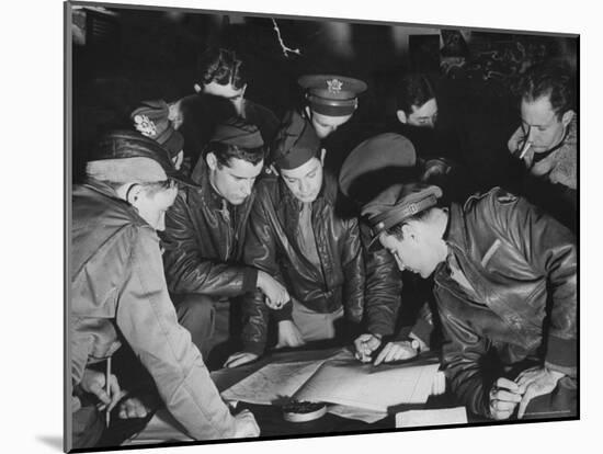 B-17 Bomber Navigators of the 8th Bomber Command at Airdrome in Southern England-Margaret Bourke-White-Mounted Photographic Print