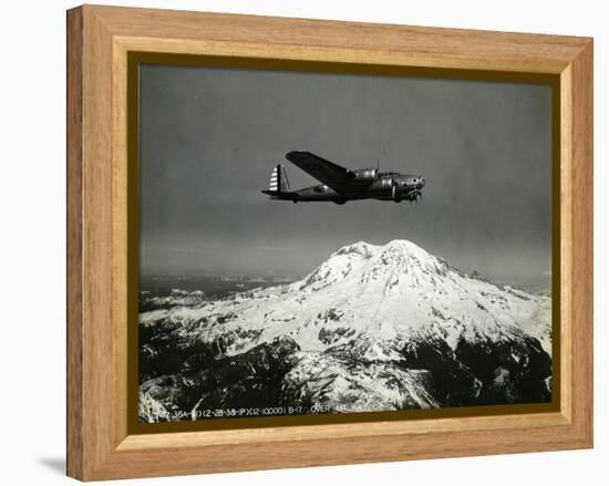 B-17 "Flying Fortess" Bomber over Mt. Rainier, 1938-null-Framed Premier Image Canvas