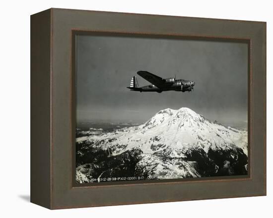 B-17 "Flying Fortess" Bomber over Mt. Rainier, 1938-null-Framed Premier Image Canvas
