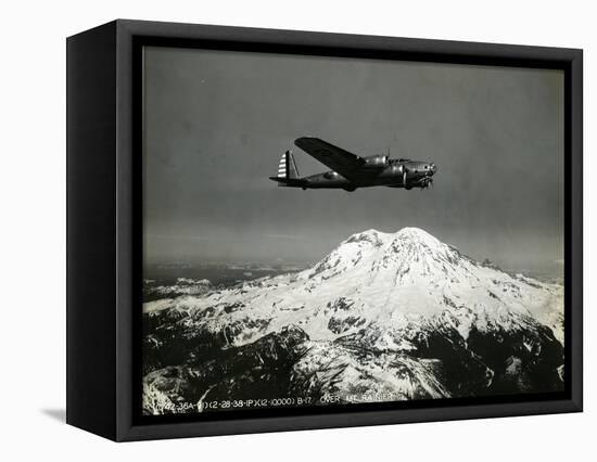 B-17 "Flying Fortess" Bomber over Mt. Rainier, 1938-null-Framed Premier Image Canvas