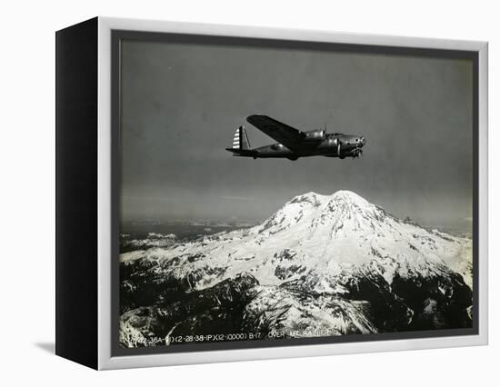 B-17 "Flying Fortess" Bomber over Mt. Rainier, 1938-null-Framed Premier Image Canvas