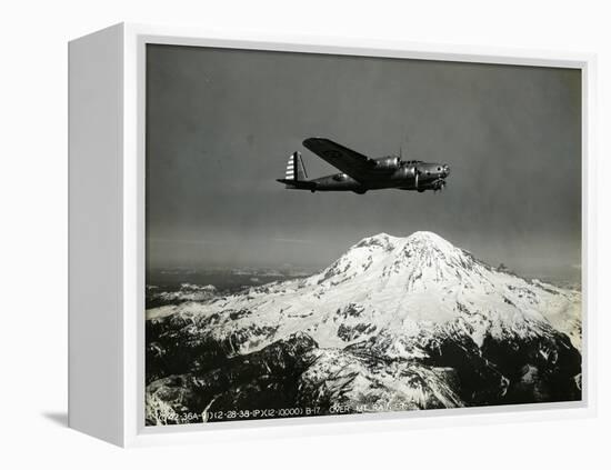 B-17 "Flying Fortess" Bomber over Mt. Rainier, 1938-null-Framed Premier Image Canvas