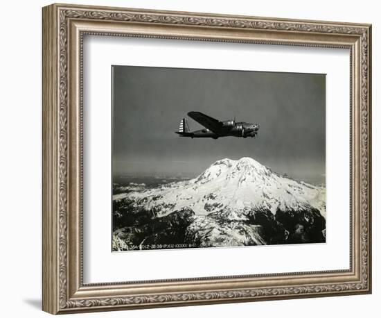 B-17 "Flying Fortess" Bomber over Mt. Rainier, 1938-null-Framed Premium Giclee Print