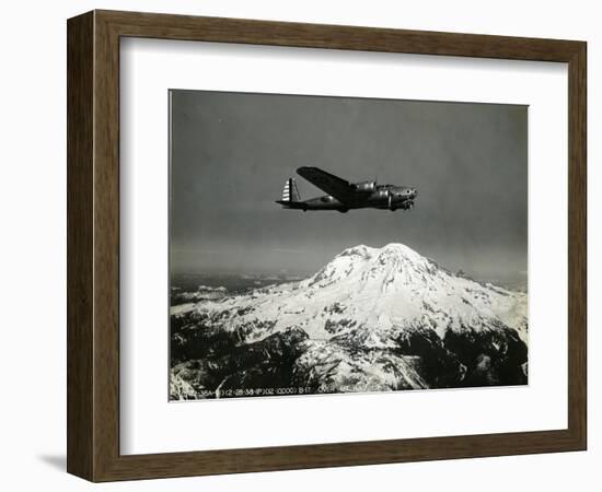 B-17 "Flying Fortess" Bomber over Mt. Rainier, 1938-null-Framed Premium Giclee Print