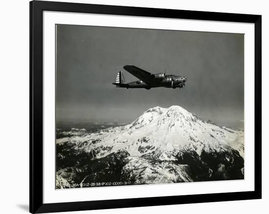 B-17 "Flying Fortess" Bomber over Mt. Rainier, 1938-null-Framed Premium Giclee Print