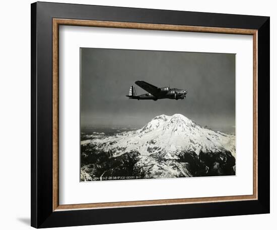 B-17 "Flying Fortess" Bomber over Mt. Rainier, 1938-null-Framed Giclee Print