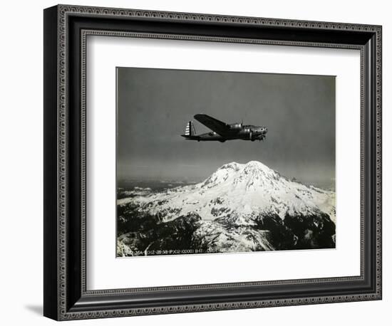 B-17 "Flying Fortess" Bomber over Mt. Rainier, 1938-null-Framed Giclee Print