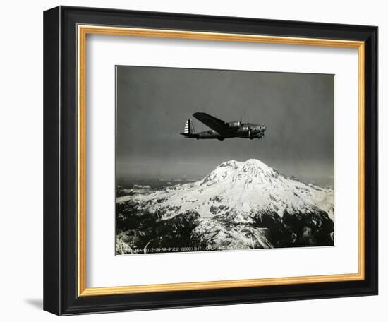 B-17 "Flying Fortess" Bomber over Mt. Rainier, 1938-null-Framed Giclee Print