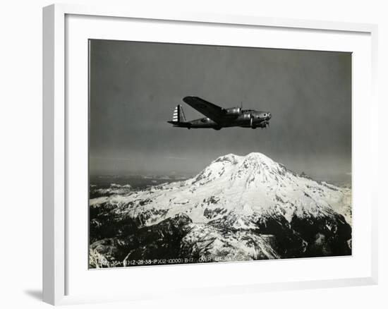 B-17 "Flying Fortess" Bomber over Mt. Rainier, 1938--Framed Giclee Print