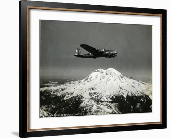 B-17 "Flying Fortess" Bomber over Mt. Rainier, 1938--Framed Giclee Print