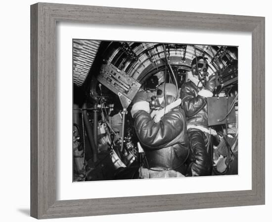 B-17 Flying Fortress Bomber During Bombing Raid Launched by US 8th Bomber Command from England-Margaret Bourke-White-Framed Photographic Print