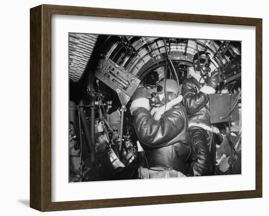 B-17 Flying Fortress Bomber During Bombing Raid Launched by US 8th Bomber Command from England-Margaret Bourke-White-Framed Photographic Print