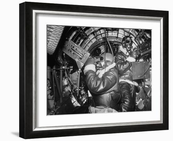 B-17 Flying Fortress Bomber During Bombing Raid Launched by US 8th Bomber Command from England-Margaret Bourke-White-Framed Photographic Print