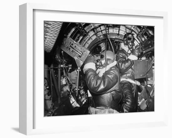 B-17 Flying Fortress Bomber During Bombing Raid Launched by US 8th Bomber Command from England-Margaret Bourke-White-Framed Photographic Print