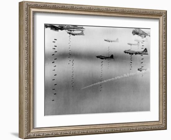 B-17 Flying Fortresses of U.S. 8th Air Force Bombing Dresden in April 17, 1945-null-Framed Photo