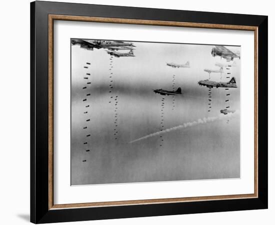 B-17 Flying Fortresses of U.S. 8th Air Force Bombing Dresden in April 17, 1945-null-Framed Photo