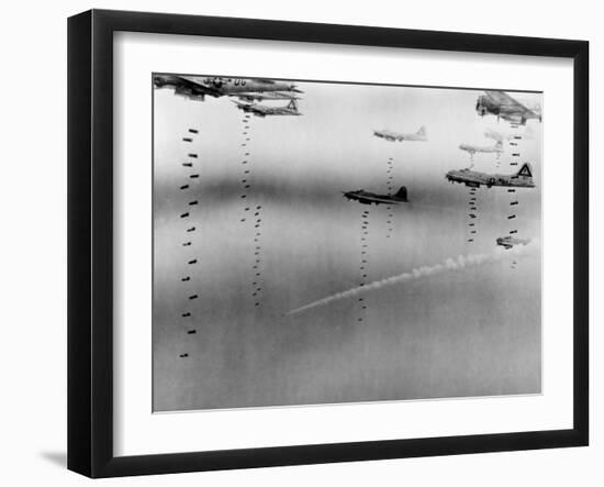 B-17 Flying Fortresses of U.S. 8th Air Force Bombing Dresden in April 17, 1945-null-Framed Photo