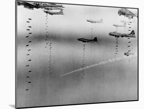B-17 Flying Fortresses of U.S. 8th Air Force Bombing Dresden in April 17, 1945-null-Mounted Photo