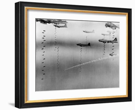 B-17 Flying Fortresses of U.S. 8th Air Force Bombing Dresden in April 17, 1945-null-Framed Photo