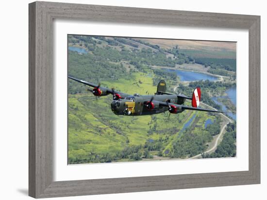 B-24 Liberator Flying over Mt. Lassen, California-Stocktrek Images-Framed Photographic Print