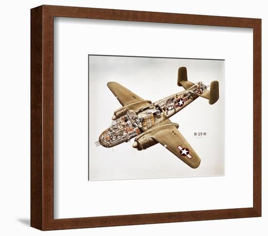 B-25H Mitchell Bomber Layout-null-Framed Art Print